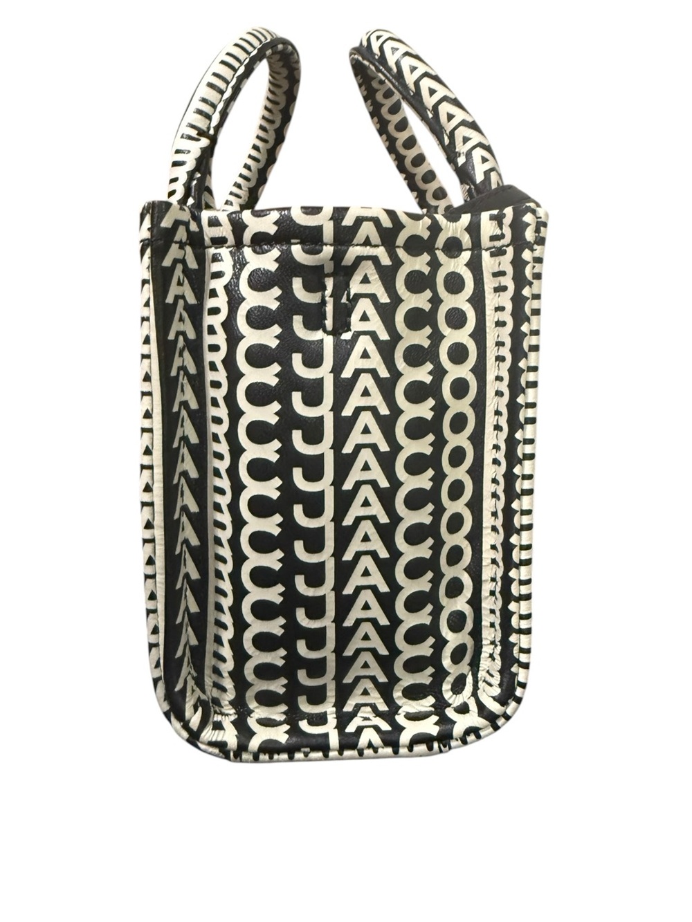 Marc Jacobs The Tote Bag Mini Black Ivory Logo Print Leather Crossbody Dust Bag - Picture 6 of 11
